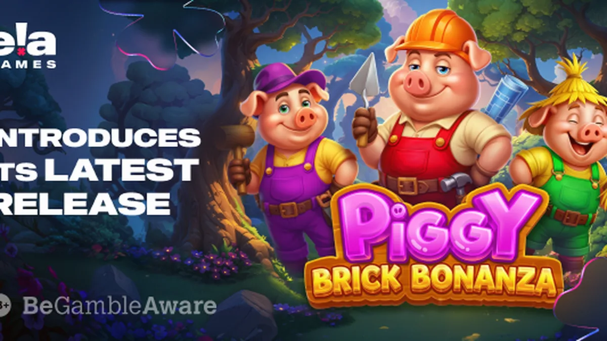 Tampilan visual permainan slot Piggy Brick Bonanza dengan tema babi dan bata